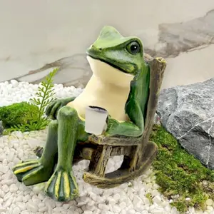 Solar Powered Garden Frog Statue with LED Lights, Garden Decorative Lighting, Creative Outdoor Decor, Yard Sculpture Lamp, Solar Landscape Lights, Garden Glow Light for Gardens, Patios, Lawns