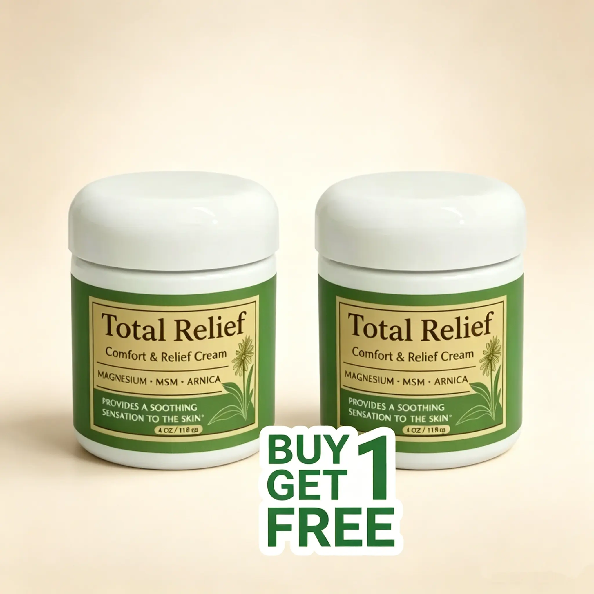 [Buy 1 Get 1 Free] Total Relief Magnesium Cream - Fast-Absorbing MSM & Arnica Magnesium Calming Body Lotion & Cream for Healthy Nerves - 8 Fl Oz (Pack of 2), Magnesium Calming Body Lotions & Creams