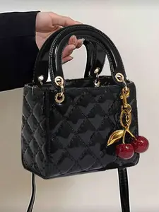 Romantic Handbags, Elegant Handbag: Valentine's Special Offer, romantic dating niche design simple and casual Joker one-shoulder handbag, cherry pendant mini exquisite versatile, compact luxurious texture, suitable for shopping and dating