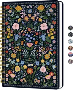 Lined Spiral Journal for Women, A5 Hardcover Pretty Notebook for Work & Note Taking, Aesthetic Cute Journal for Writing, 140 Pages, 6"x8", Garden of Whimsy