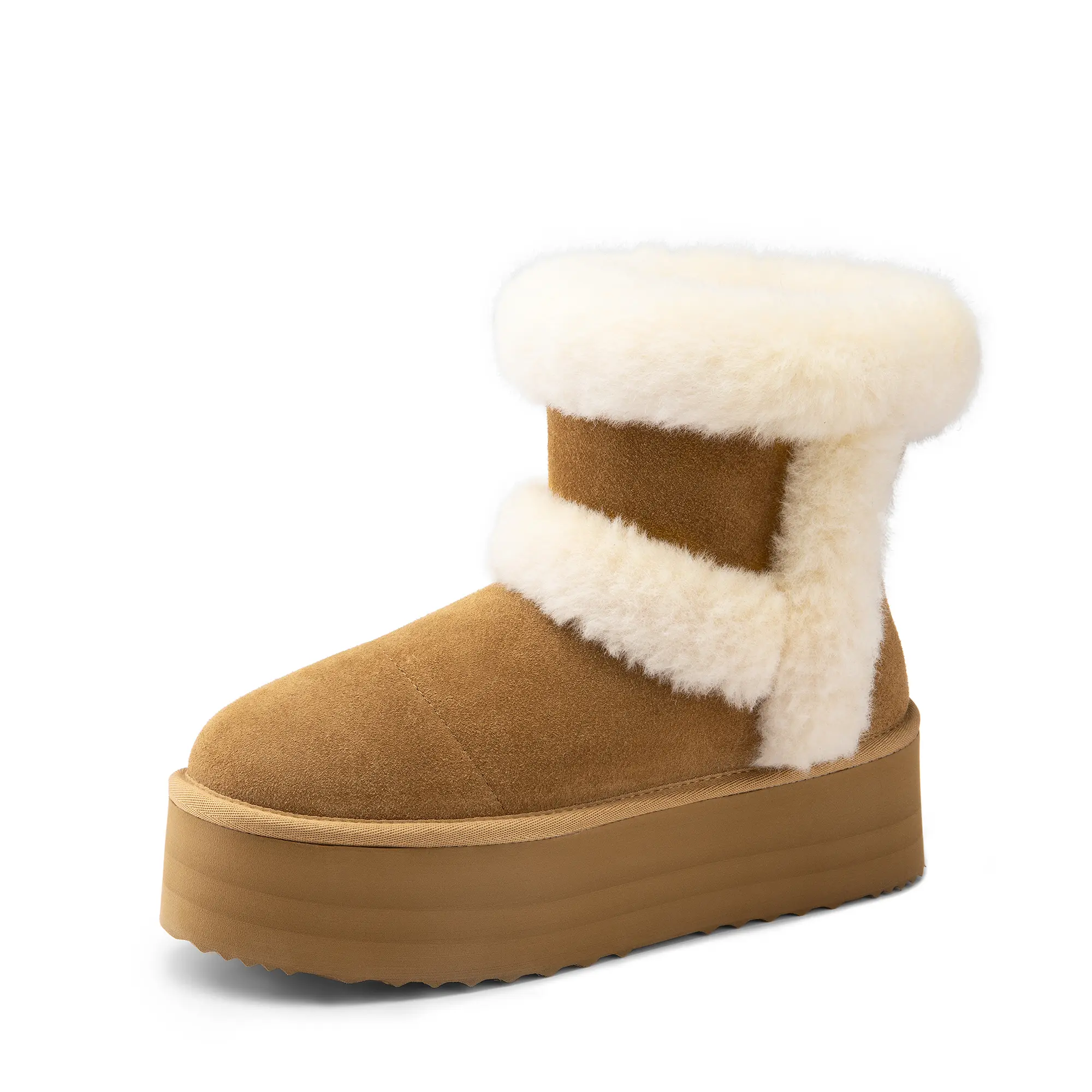Dream Pairs Winter Boots for Women, Suede Slip On Footwear with 2-inch Platform Heel, Memory Foam and Plush Insulation