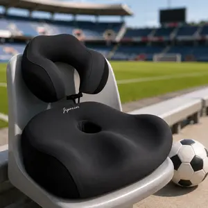 Football Game Day Comfort Set, Ergonomic Memory Foam Seat Cushion + Neck Pillow, Pressure Relief for Tailbone & Spine, Great Gift for Sports Fans，Portable for Office，Car , Outdoor