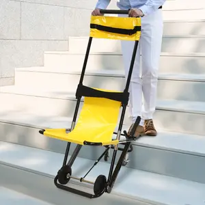 CNCEST Folding Stair Chair for Emergency Rescue Portable Lightweight Adjustable Headrest Safety Belts with Directional and Steering Wheels