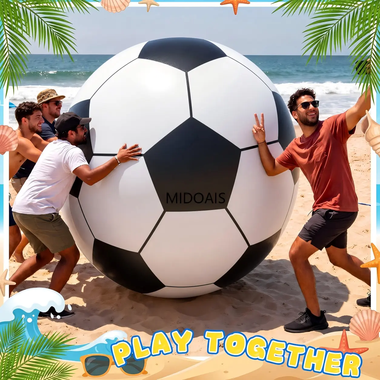MIDOAIS Giant Inflatable Soccer Ball - Inflatable Balls for Backyard, Pool Aesthetic Use, Unisex Festive & Party Supply, Balloon Decor & Indoor Use Home Accessory