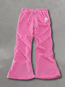 Unisex's Thermal Lined Embroidery Drawstring Waist Sweatpants Casual Lounge Pant Street Trousers for Daily Wear, Unisex's Bottoms for All Seasons