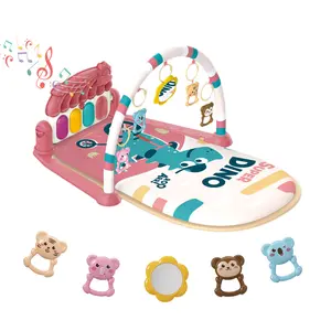 Baby  Play Mat Baby Gym, Piano Tummy Time Baby Activity Gym Mat with 5 Infant Learning Sensory Baby Toys, Music and Lights Boy & Girl Gifts for Newborn Baby(Pink)