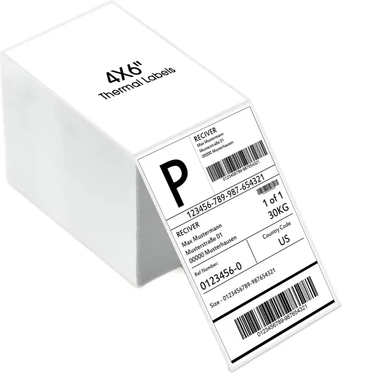 500 Sheets 4x6 Perforated Direct Thermal Shipping Labels, Fanfold White Mailing Labels with Permanent Adhesive, Smooth Surface for Thermal Printers, Office Warehouse Shipping Supplies Black on Portable Handheld QWERTY Bluetooth sticker labeling Monochrome