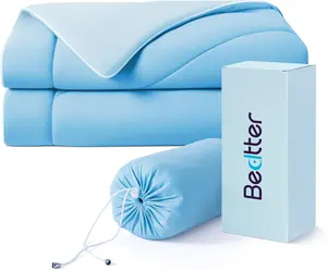 Cooling Blankets for Hot Sleepers - Summer Blanket Thin Lightweight Breathable Soft Double Side with Bag for Travel, Cooling Comforter for Couch Sofa, Keep Cool for Night Sweats, Blue 50x60