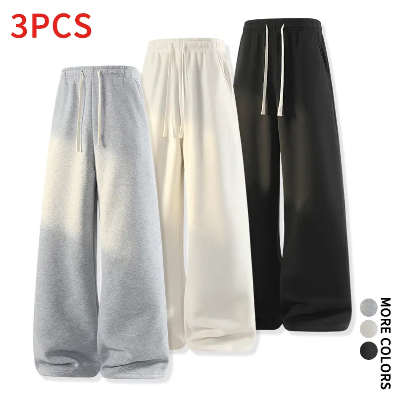 Value Pack 3PCS Unisex Wide Leg Sweatpants Soft Casual Pants for Layering Home Outdoor Street Daily Wear