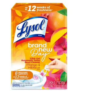 Lysol Click Gel Automatic Toilet Bowl Cleaner - 6 Count (Pack of 1) for Cleaning and Refreshing Mango & Hibiscus Household Multicolor