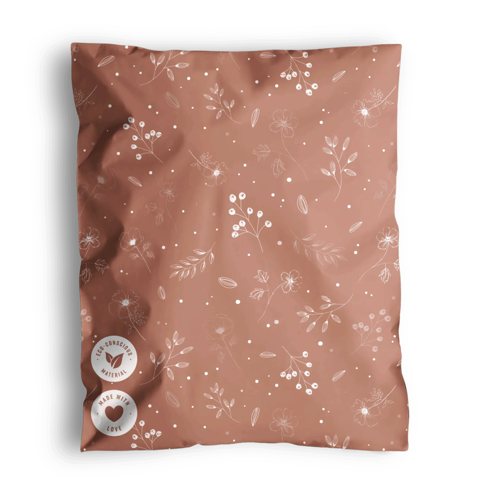 Floral 2D Rosy Brown Biodegradable Mailers 10" x 13"