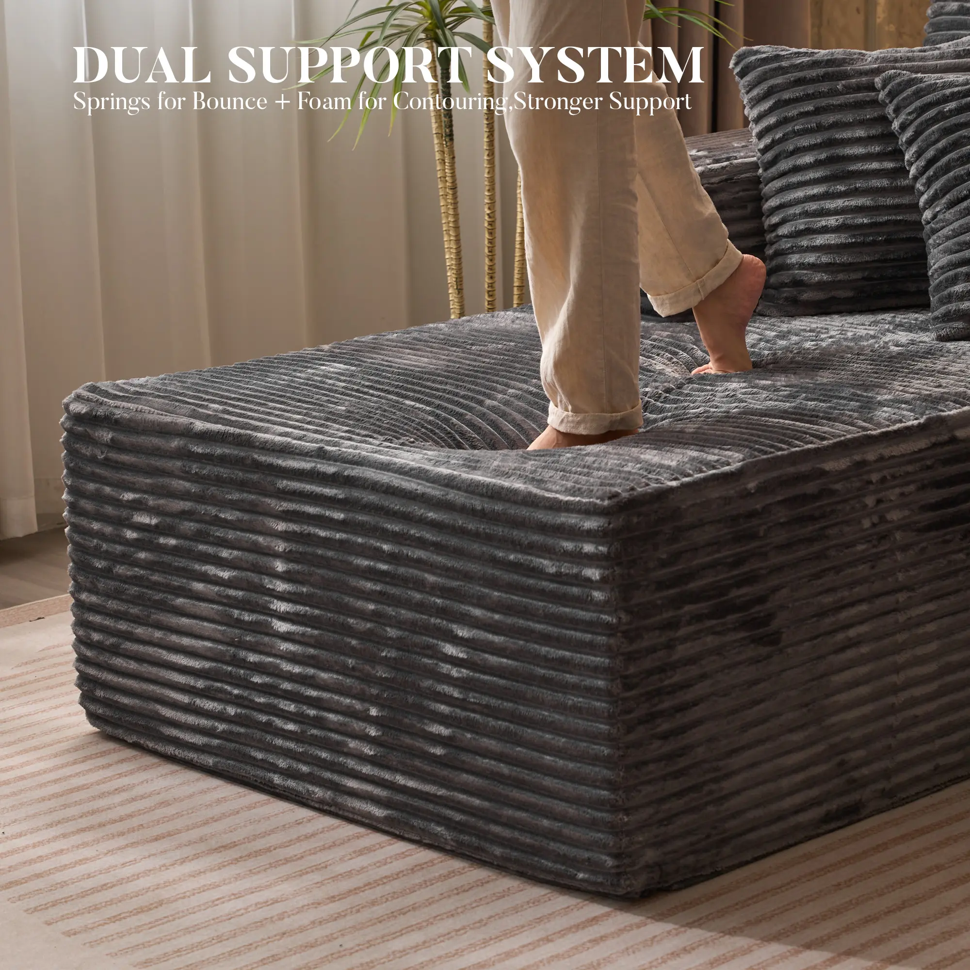 【Black Friday & Cyber Monday Deal】3 Packages Shipping OOSWIFT 108“Modern Boneless Couch Cloud Modular Sectional Sofa With Removable Ottomans & Chaise - Plush Corduroy , Deep Seat, Upholstered Couches, No Assembly Required for Living Room 【Black Friday & Cyber Monday Deal】3 Packages Shipping OOSWIFT 108“Modern Boneless Couch Cloud Modular Sectional Sofa With Removable Ottomans & Chaise - Plush Corduroy , Deep Seat, Upholstered Couches, No Assembly Required for Living Room