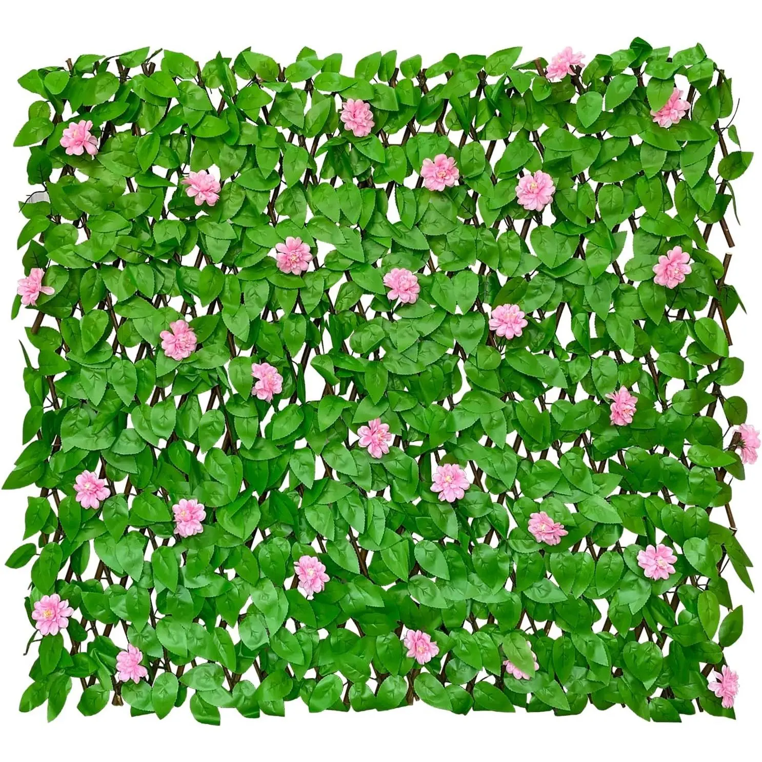HongGuo Single-Sided Leaf Expandable Garden Fence Screen - Decorative Faux Ivy Artificial Hedge Panel for Balcony, Patio, Outdoor Use (1 Piece)
