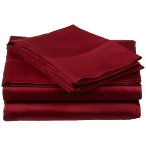 212 MAIN King Sheet Set - 400 Thread Count Egyptian Cotton Solid Burgundy Bed Sheets, Comfy Bed Sets, Solid Bed Sheets