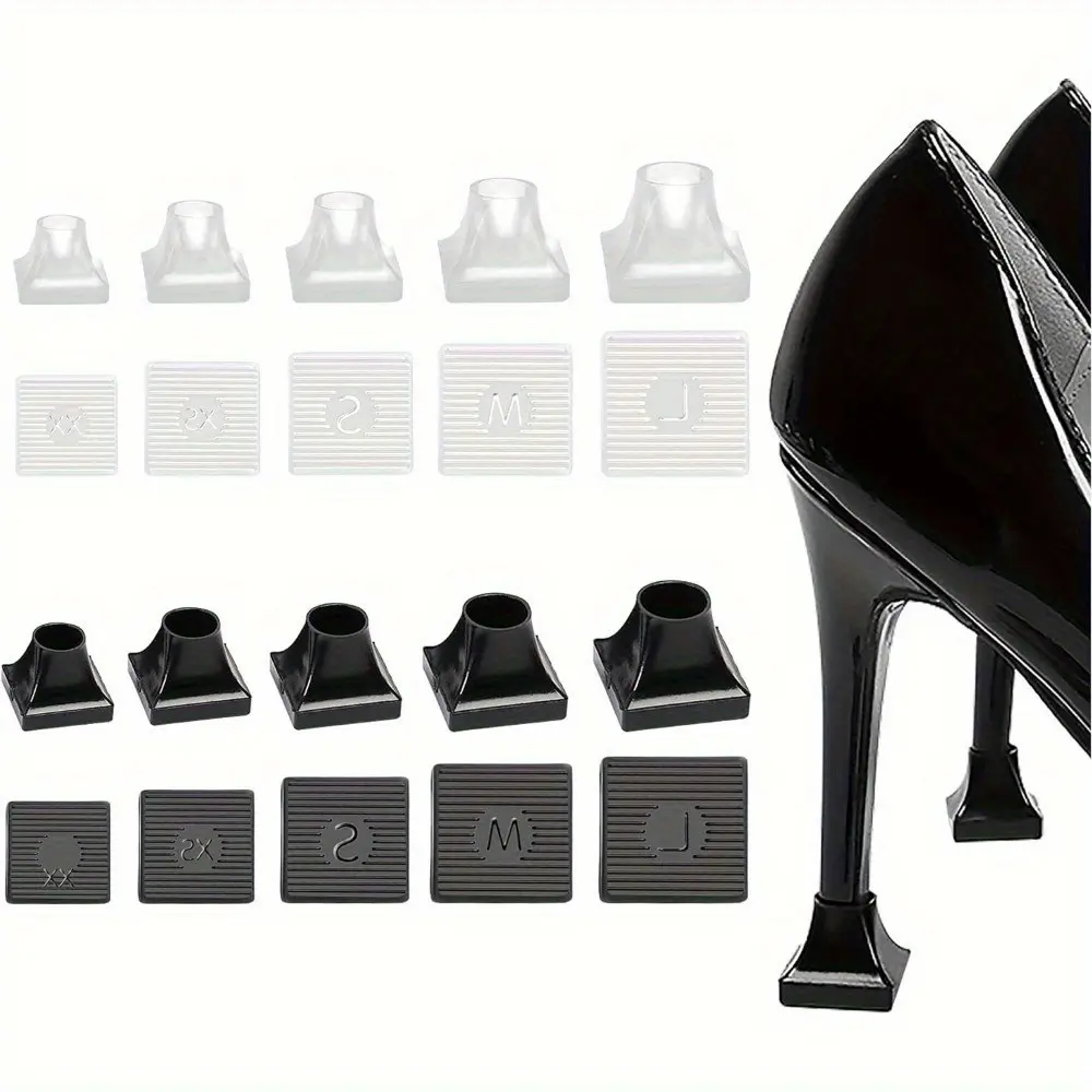 10 Pairs High Heel Protectors,Heel Repair Caps Covers, 5 Sizes, Cover Replacement Tip Caps, Heel Stoppers Heel, for Outdoor Weddings, Stop Sinking At Grass, Gravel, Bricks and Cracks