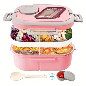 Lunch Box Set, 3 Counts/set Including 1 Lunch Box, 1 Cup & 1 Storage Bag, Portable Leak-proof Lunch Box for Outdoor Camping Picnic, Suitable for Adults and Teens, Leakproof Lunchbox