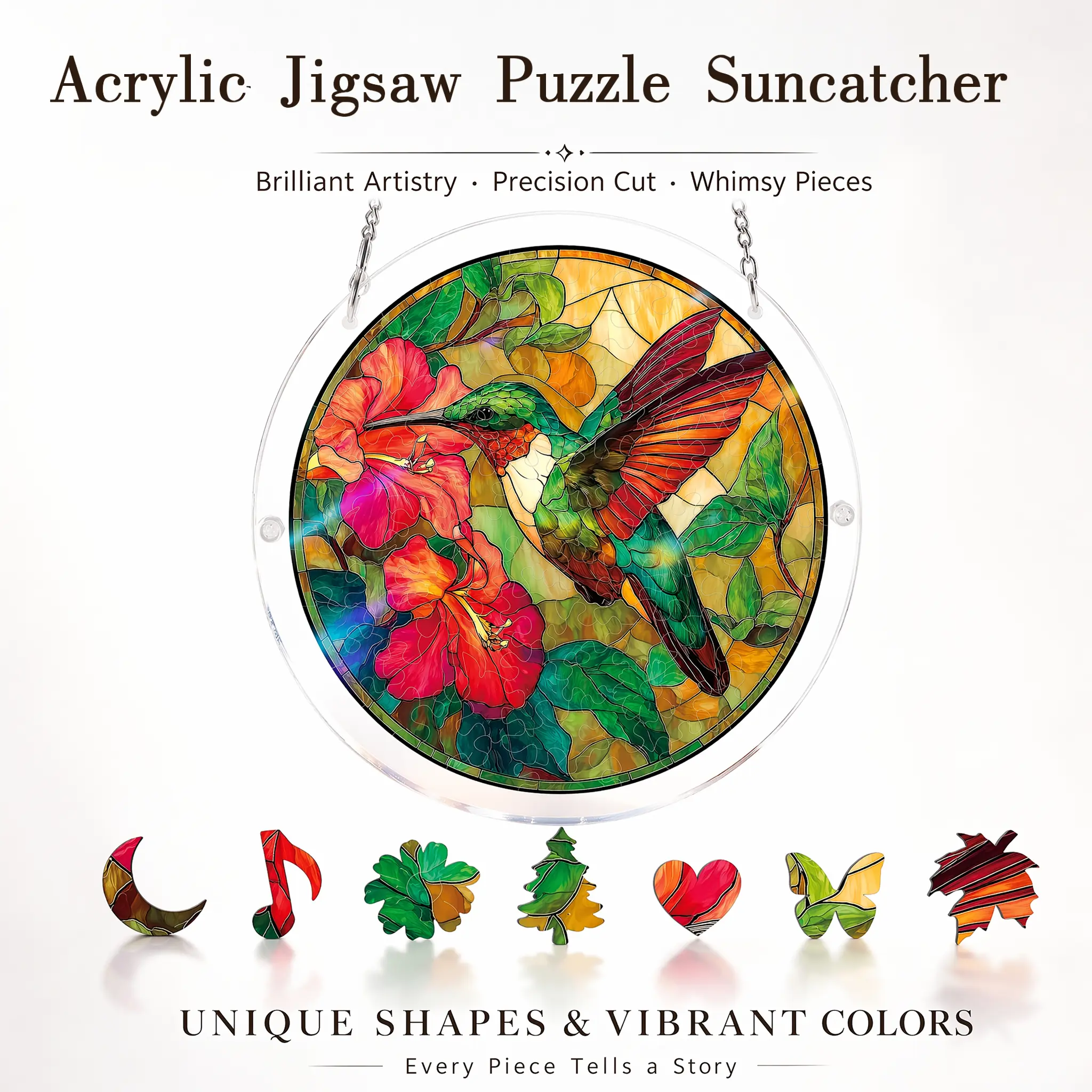 83 Pieces Acrylic Suncatcher Puzzle Butterflies in Bloom Stained Glass Puzzle suncatcher Kit for Adults DIY Suncatcher for Doors Garden Window suncatcher Hanging Decor 8.2in
