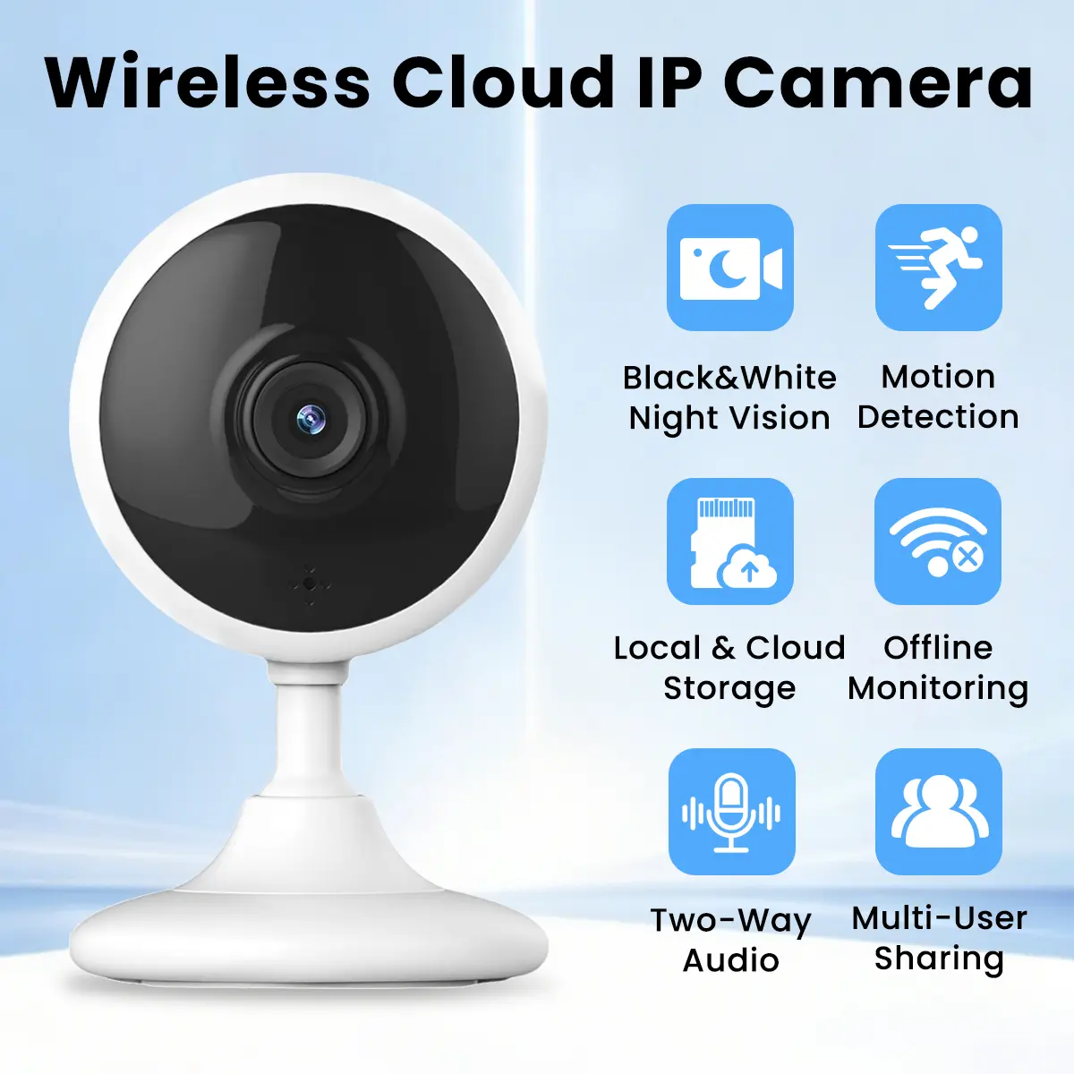 Flycloud 702 Plug-in Smart Home Security Camera with Magnetic Installation, 3MP 1296P HD Video, 2-Way Talk, Night Vision, Motion Alert, Cloud & TF Card Storage, AP Mode for Offline Monitoring, Charging Cable Included