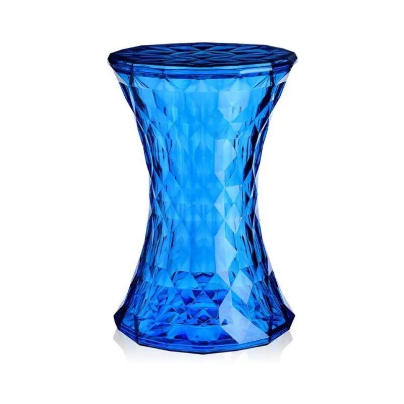 Nicer Furniture AP5506BL Modern Acrylic OCC Wanders Accent Stool - 18in, Blue, Polished Finish, Lightweight, Simple Form, Single Seat, Fully Assembled