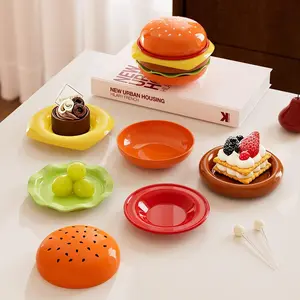Multi-Layer Stackable Burger Dip Plate Set, Colorful Plastic Dipping Plates for Sushi Snacks Desserts, Picnic Party Tableware Combo