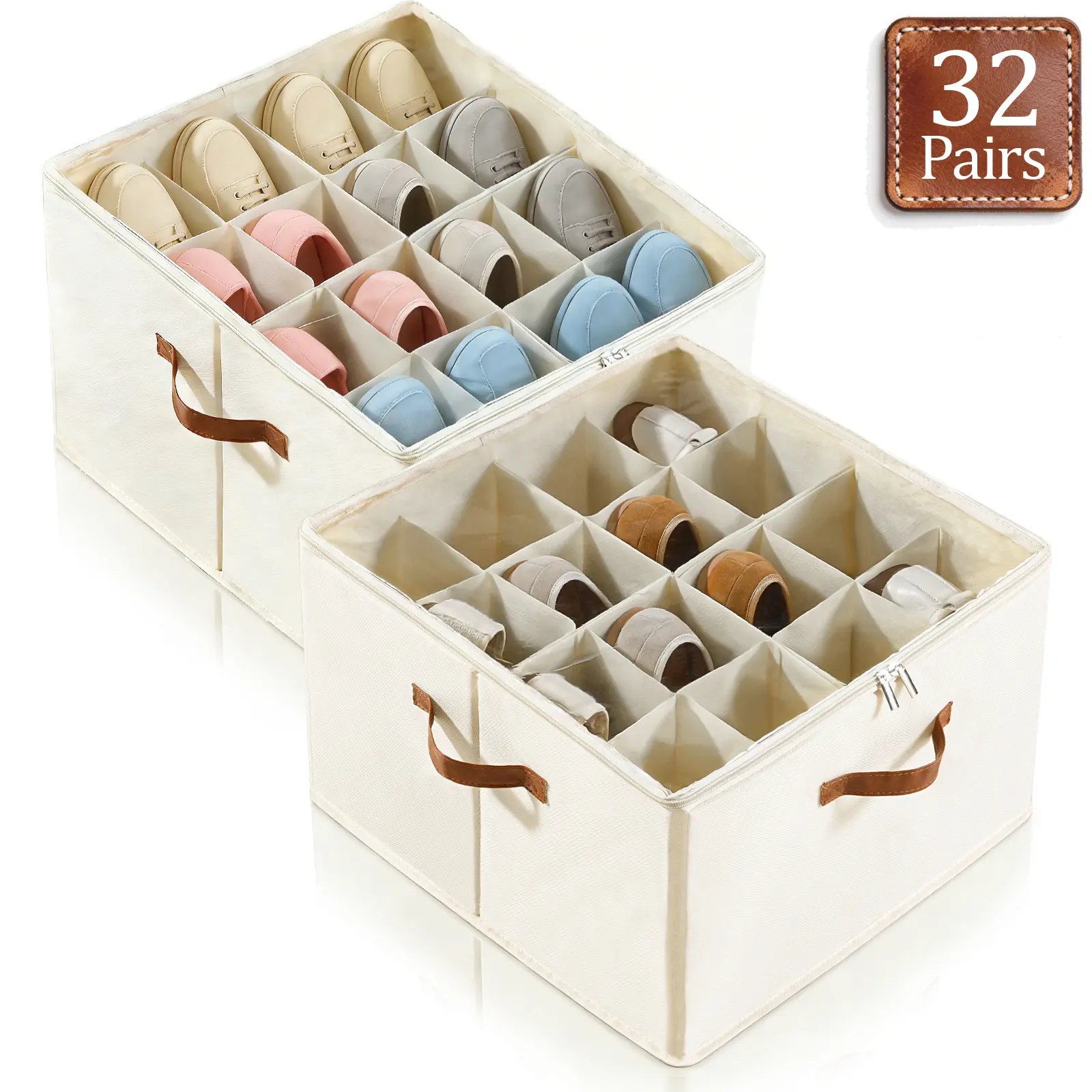 TAYTUU Dustproof Shoe Organizer with Adjustable Dividers, Holds 16-32 Pairs, Fabric Shoe Box for Home Organization, Shoe Storage Organization, Gift,dorm essentials,home decor