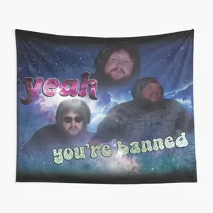 Caseoh banned me and all I got was this shirt Tapestry for Bedroom, College Dorm and Home Decor 60"x40", Lightweight Hanging