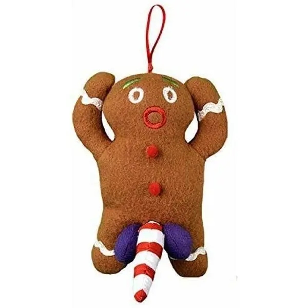 Stocking Stuffers for Adults-Naughty Gingerbread Man Funny Fabric Christmas Ornament Talking Hanging Ornament, Tan, (33450)