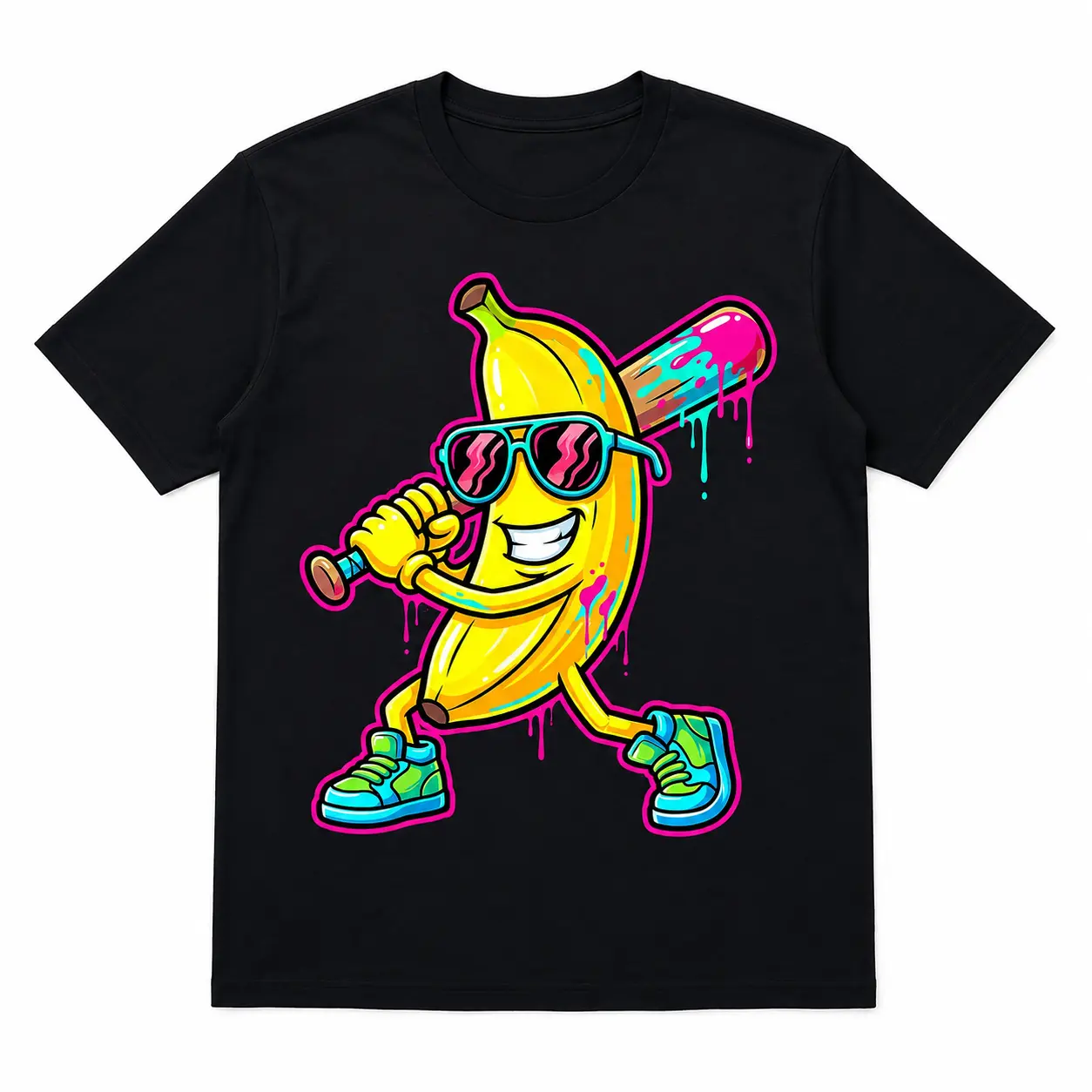 Boys' Short Sleeve Sports T-Shirt - Cute Doodle Graphic, Funny Banana, Baseball, Drip Ice Cream Print Sleepwear Shirt for Youth Kids, All Seasons