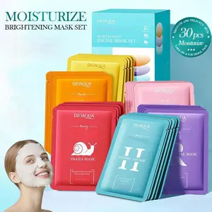 BIOAOUA hydrating face mask set of 30 pieces, enriched with multiple hydrating and moisturizing essences, gentle formula, deeply moisturizes and nourishes the skin, an ideal choice for facial care in autumn and winter, suitable for all skin types. Fruit