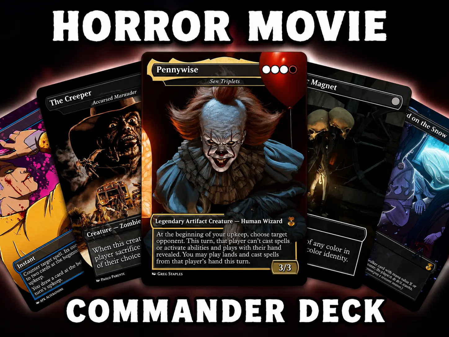 The Final Hunt MTG Proxy Commander Deck - 100+ Pcs Horror Slasher Set