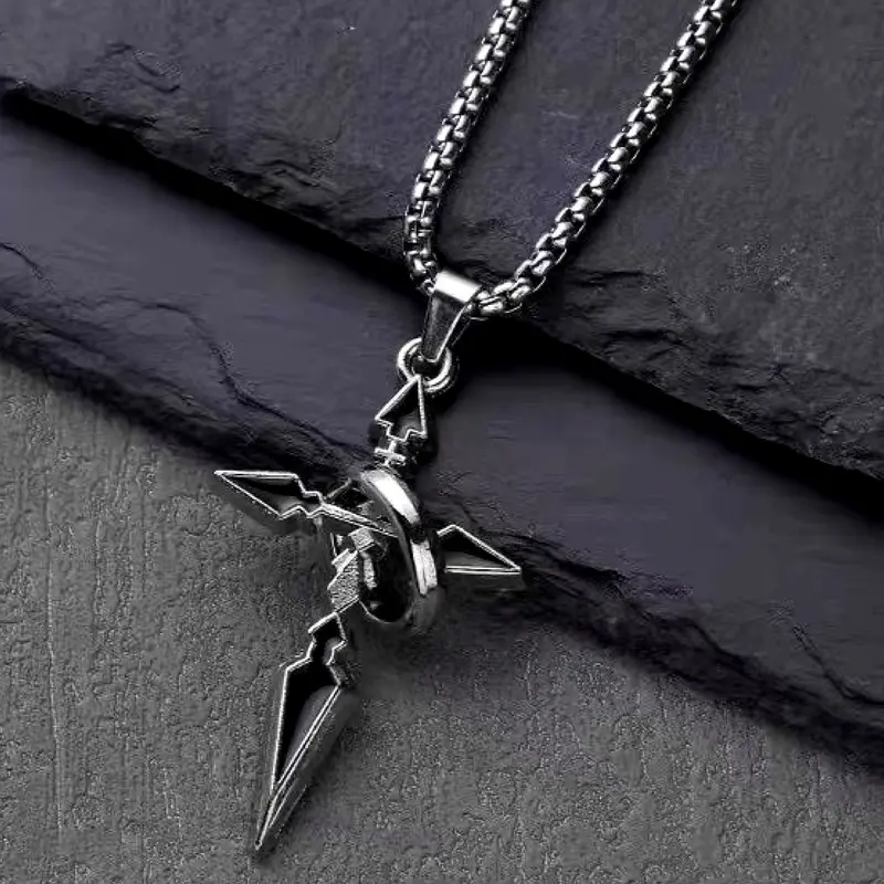 Men's Punk Style Pendant Necklace, Cross Charm Necklace, Casual Trendy Jewelry, Stainless Steel Jewelry for Party, Daily Clothing Decor, Trendy All-match & for Birthday Gift, Durable Build, Unique Pendant, Stainless Steel Necklaces