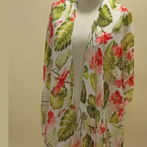 Cover Up Tropical Plant Ivory/Green/Red