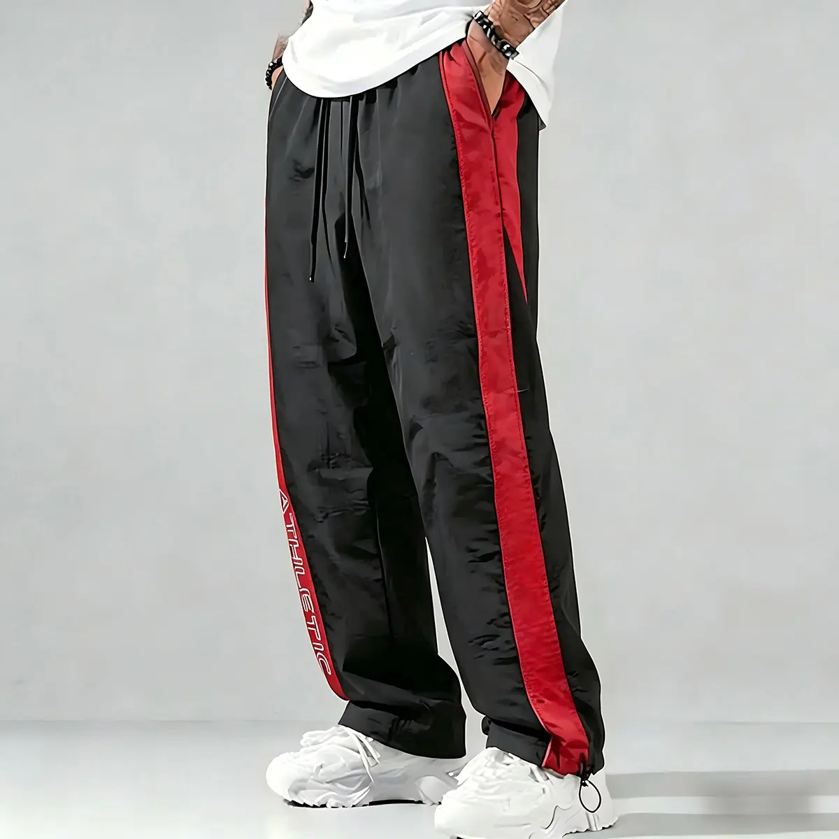 Men's Color Block Fashion Pants, Contrast Panel Design Casual Trousers, Lightweight Breathable Streetwear Bottoms for Summer, Daily, Outdoor & Hip Hop Style