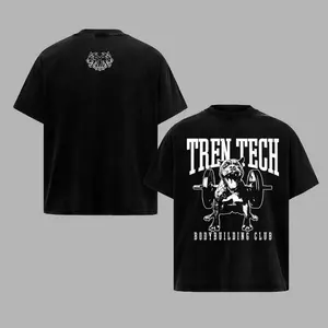 [GoldenIron] Tren Tech Lifting Club Barbell Dog Bodybuilding Unisex T-Shirt 100% Heavy Cotton Workout Tee Men's Sport Outfit Gym Muscle Training Shirt Gift for Men IO9