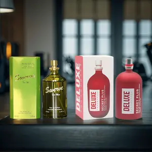 Deluxe Fragrances 2 Bottles of Luxurious Men's Perfume Lasting Oriental Fragrance Elegant Red Bottle with Golden Lid 3.4 Ounces Complex Design Perfume Gift for Daily and Special Occasions