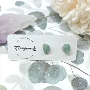 Evergreen by HAXEco Green Aventurine Stud Earrings - Pair of Earrings with Lightly Tumbled Finish