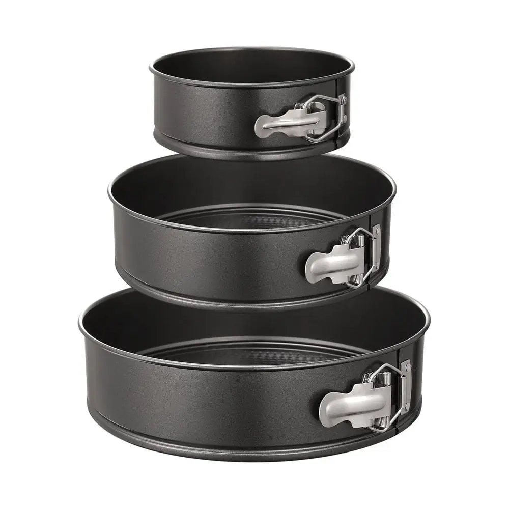3-Piece Round Nonstick Carbon Steel Cake Tin Set - 7", 8", 9" Leak-Proof Springform Bakeware with Removable Bottoms, Nonstick Baking Mold for Cakes, Essential Bake Supplies Cake Baking Cake Baking