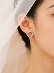 Elegant Hollow Out Four Flower Zircon Earrings, Versatile Fashion Jewelry, Perfect for Holidays and Commuting Gifts