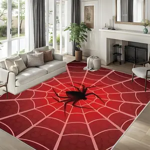 A spider-patterned home rug, machine-washable and fade-resistant, soft and durable, suitable for holidays and any space area, including hotels, offices, sofas, bedside, kitchens, laundry rooms, hallways, porches, and stairwells, Home Decor Rugs