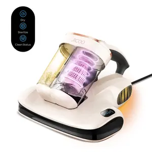 JIGOO S100 Bed Vacuum Cleaner Lite Smart Dual-Cup Mattress Vacuum Cleaner with 12KPa Suction Anti-allergen Dust Mite Bed Vacuum Cleaner with UV & High Heating & Professional De-linting Device, Handheld Vacuum Cleaner for Bed, Couch, Sofa, Corded/Cordless