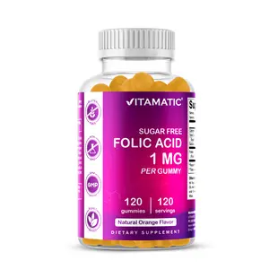 Vitamatic Folic Acid Gummies 1000 mcg (1 mg) - an Essential Prenatal Vitamins for Mom & Baby - Vitamin B9-120 Vegan Gummies (1)