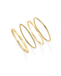 PAVOI 14K Gold Plated Four Pieces Thin Rings Set for Women - 4 Dainty Stacking Rings Pack - Minimalist Stackable Bands