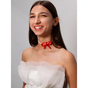 Ceramic Bow Pendant in Red