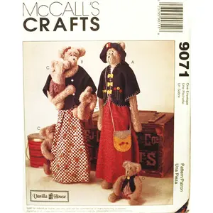 Mccalls Crafts Pattern 9071 26" Tall Mother Bears & Clothes & 10" Baby Bears