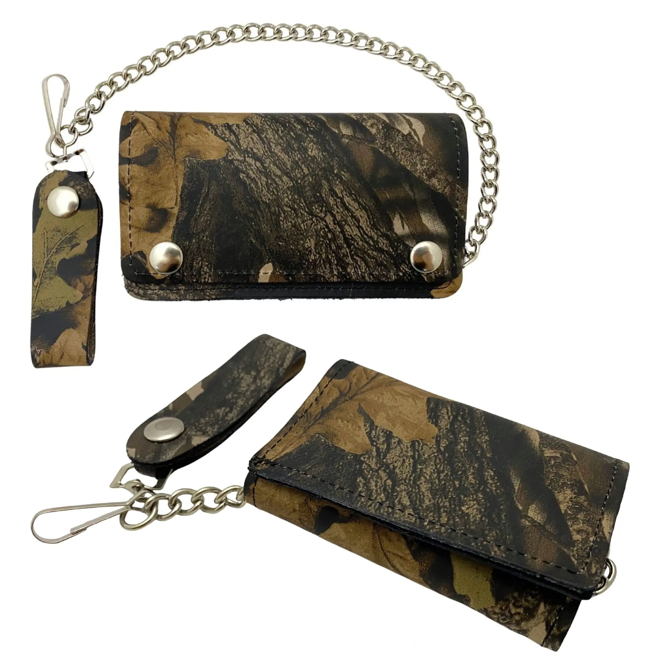 Camouflage Trucker Wallet with Chain - Trifold or Snap Closure