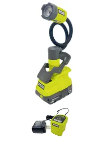 18 Volt Cordless Flexible LED Clamp Light Kit with Battery and Charger - 400 Lumens, 16" Neck, Adjustable Brightness Settings