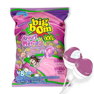 Americandy XXL Lollipops, Blackberry Yogurt( Yogurt Mora )-48CT, Sweet lollipop Candy,Snack,Sugar Candies Fruity