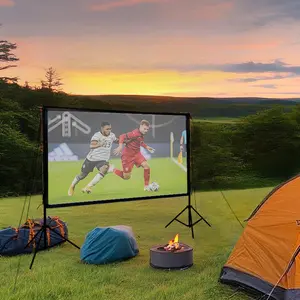 100/120 Inch Portable Projector Screen with Stand - HD Projector Screen、Outdoor Projector Screen with Stand、Outdoor Movie Screen、Projector Screen with Stand for Easy and Quick Setup、Projector Screen with Sturdy Metal Frame, Indoor & Outdoor Use