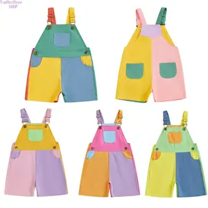 90s Retro Toddler Overalls Shorts, Unisex Baby Boy Girl Contrast‑Color Sleeveless Suspender Romper Jumpsuit with Adjustable Shoulder Straps, Soft Lightweight Summer Outfit for Daily Wear, Playdates, Beach Trips & Casual Outdoor Activities