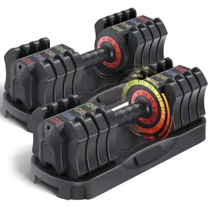 Adjustable Weights Dumbbell Set, 22.71 LBS Black Iron-PP Construction, 17.10x6.70x6.50 in, Quick Weight Adjustment, Double-Locking Safety Mechanism, Compact Home Fitness Equipment for Dumbbell Workout & Home Strength Training